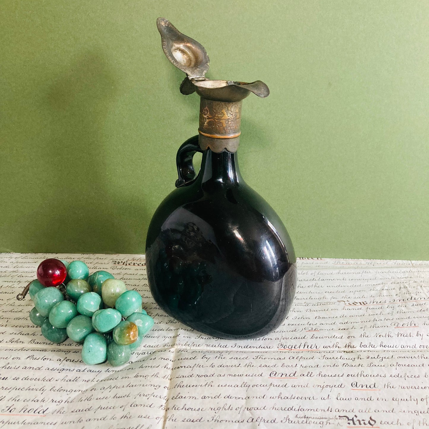 Antique Brown Glass Decanter Flagon