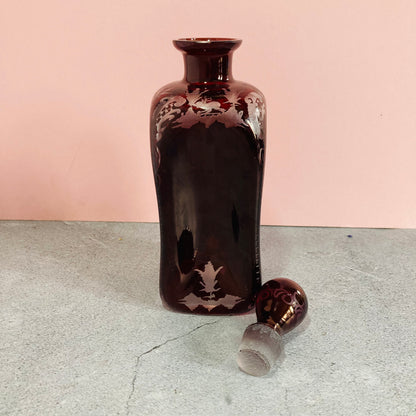 Vintage Ruby Red Glass Pinch Decanter