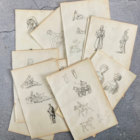 Antique Sketches Artwork Notebook Sheets Dating 1815