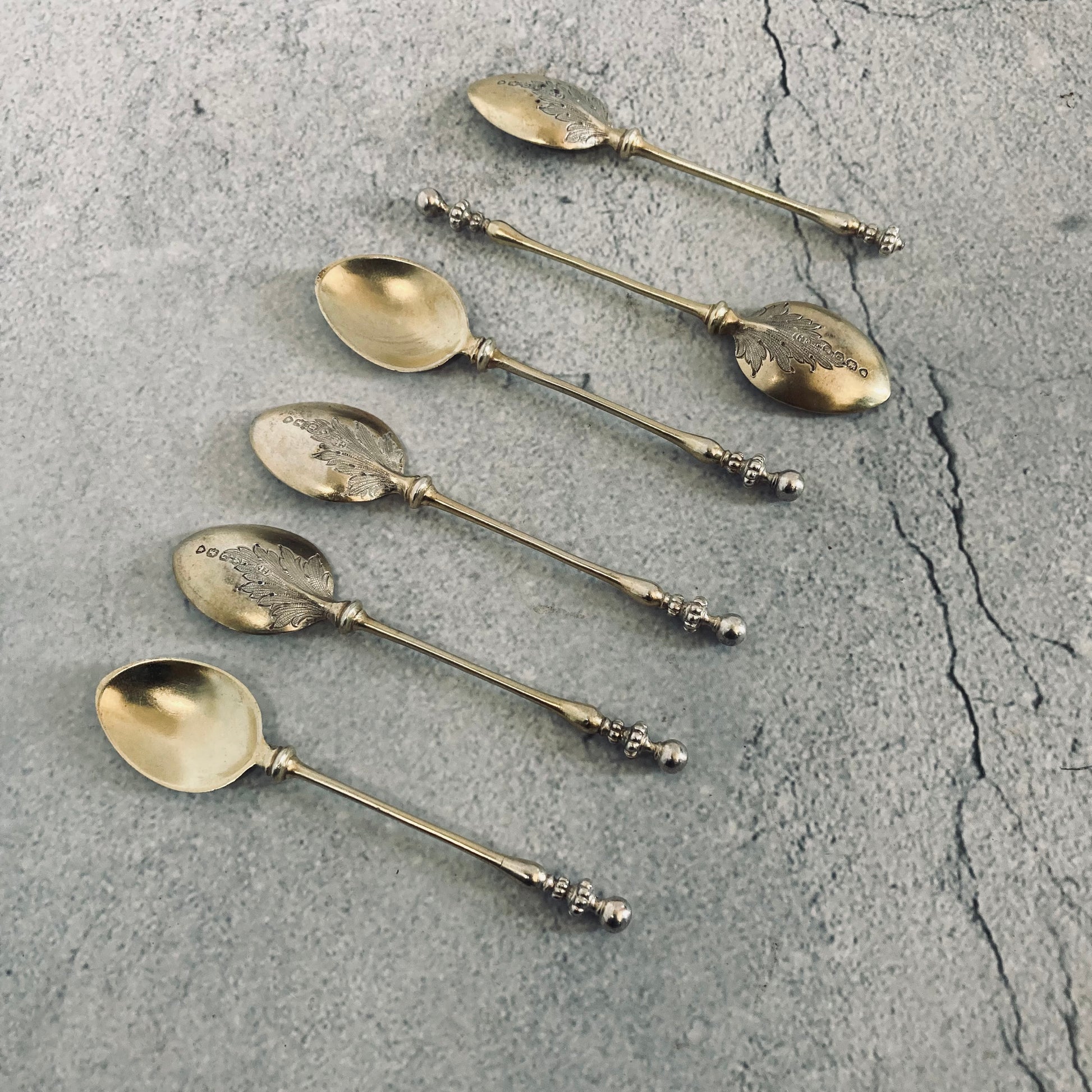 Antique Sterling Silver Coffee Spoons Silver Gilt | George Fox 1896