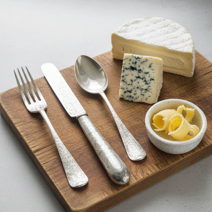 Antique Infant Spoon and Fork Cutlery Set Silver Christening or