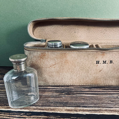 Antique Leather Travel Vanity Case