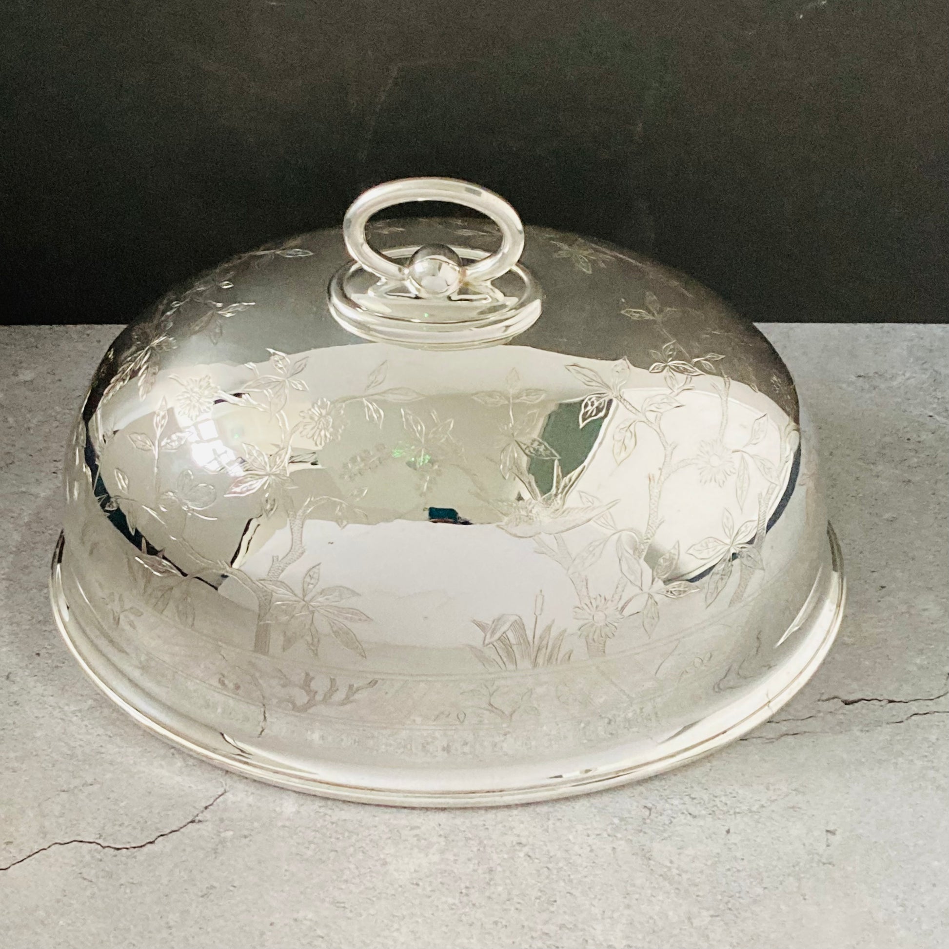 Antique Silver Walker and Hall Decorated Cloche Food Cover | Dome