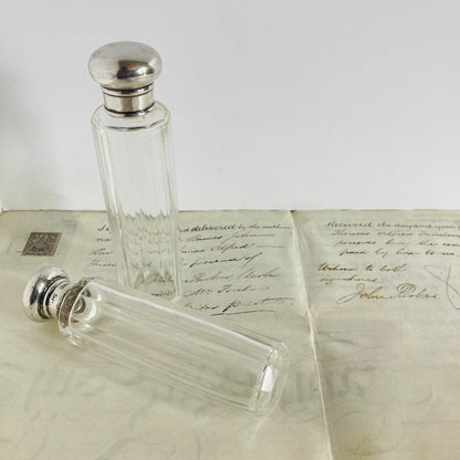 Antique Vanity Long Glass and Silver Jar