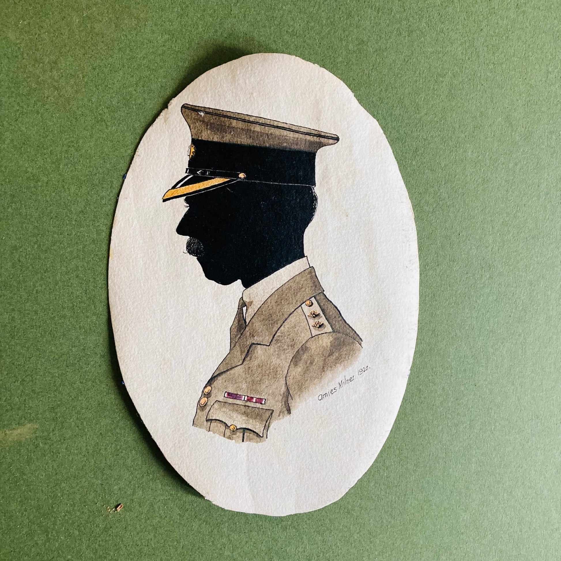 Original WW1 Silhouette Portrait Painting by Amies Milner