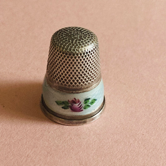 Sterling Silver and Enamel Sewing Thimble 