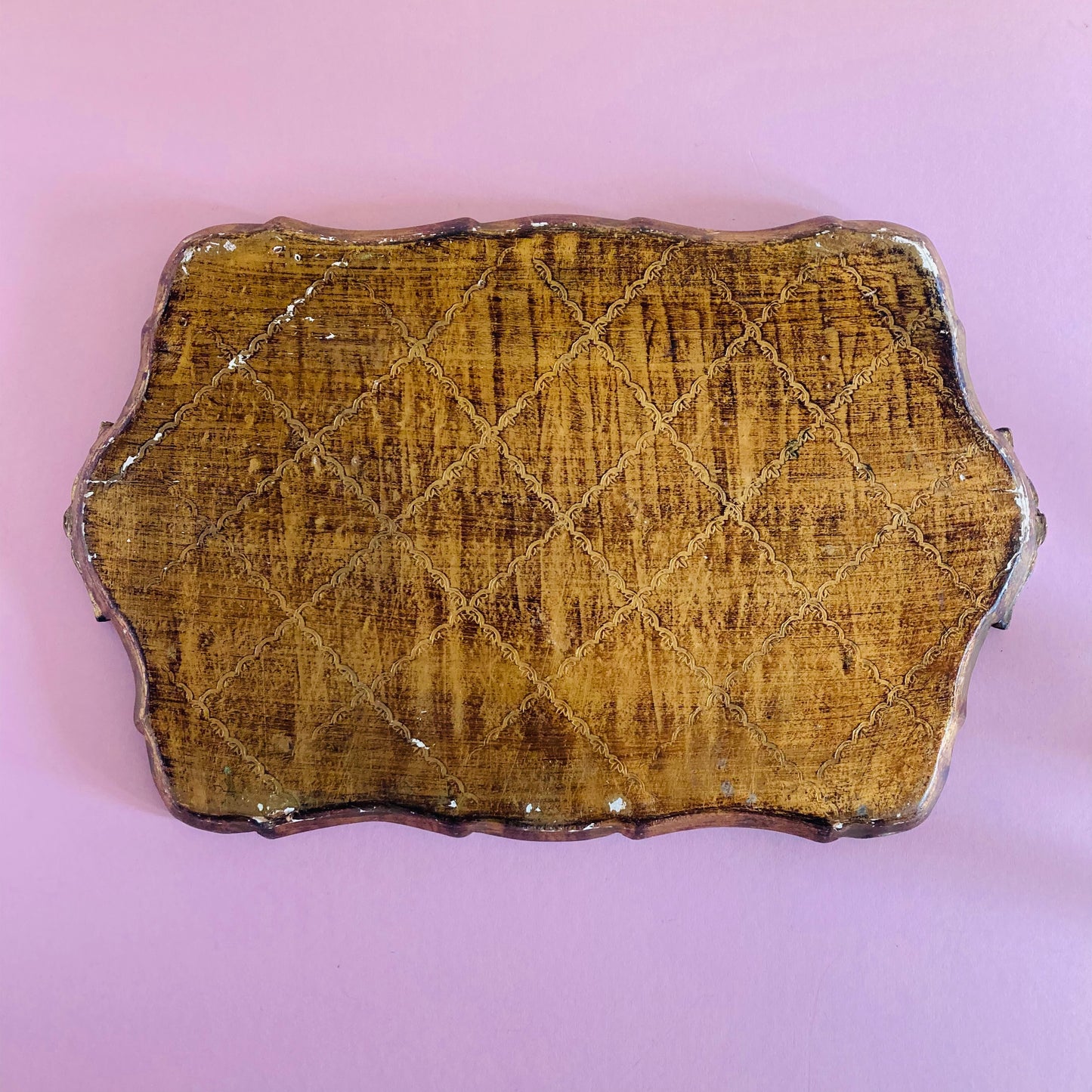 Distressed Antique Florentine Paper Mache Tray