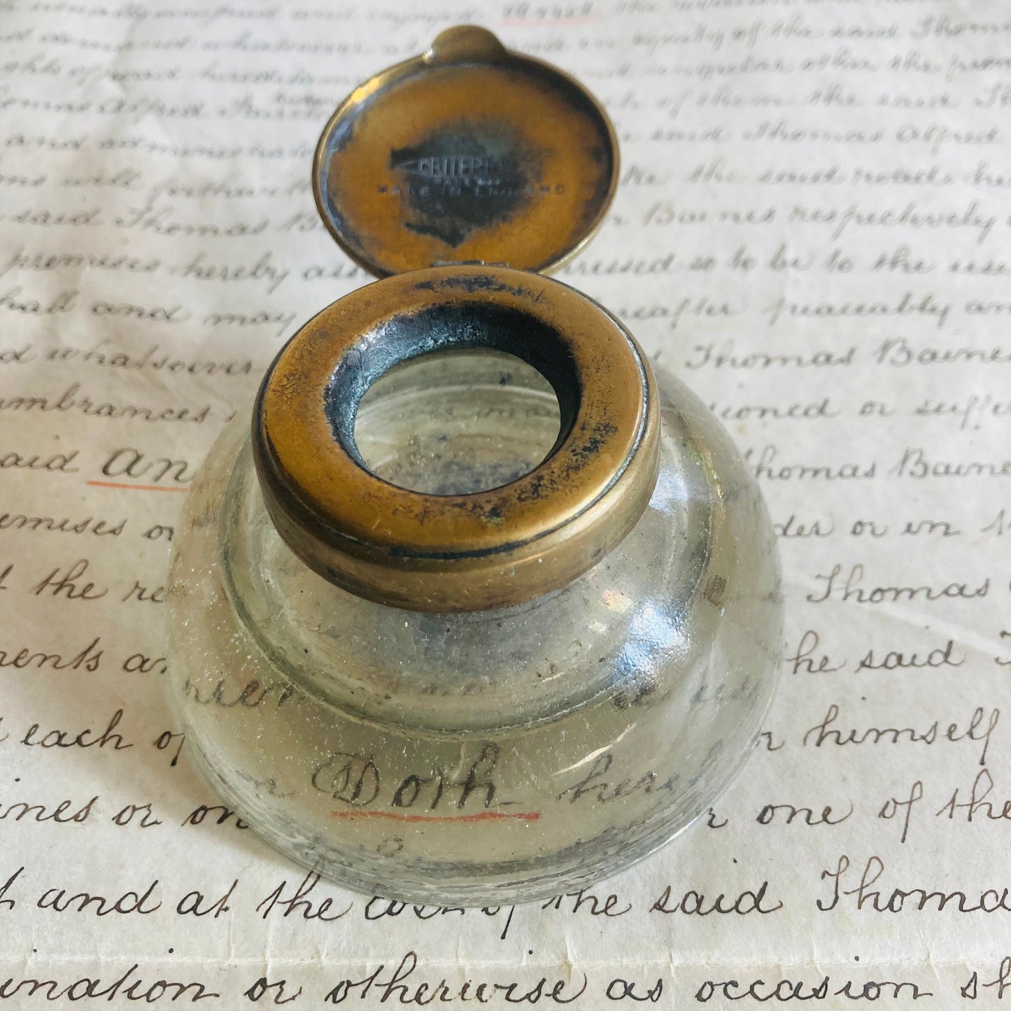 Antique Brass Inkwell by Criterion