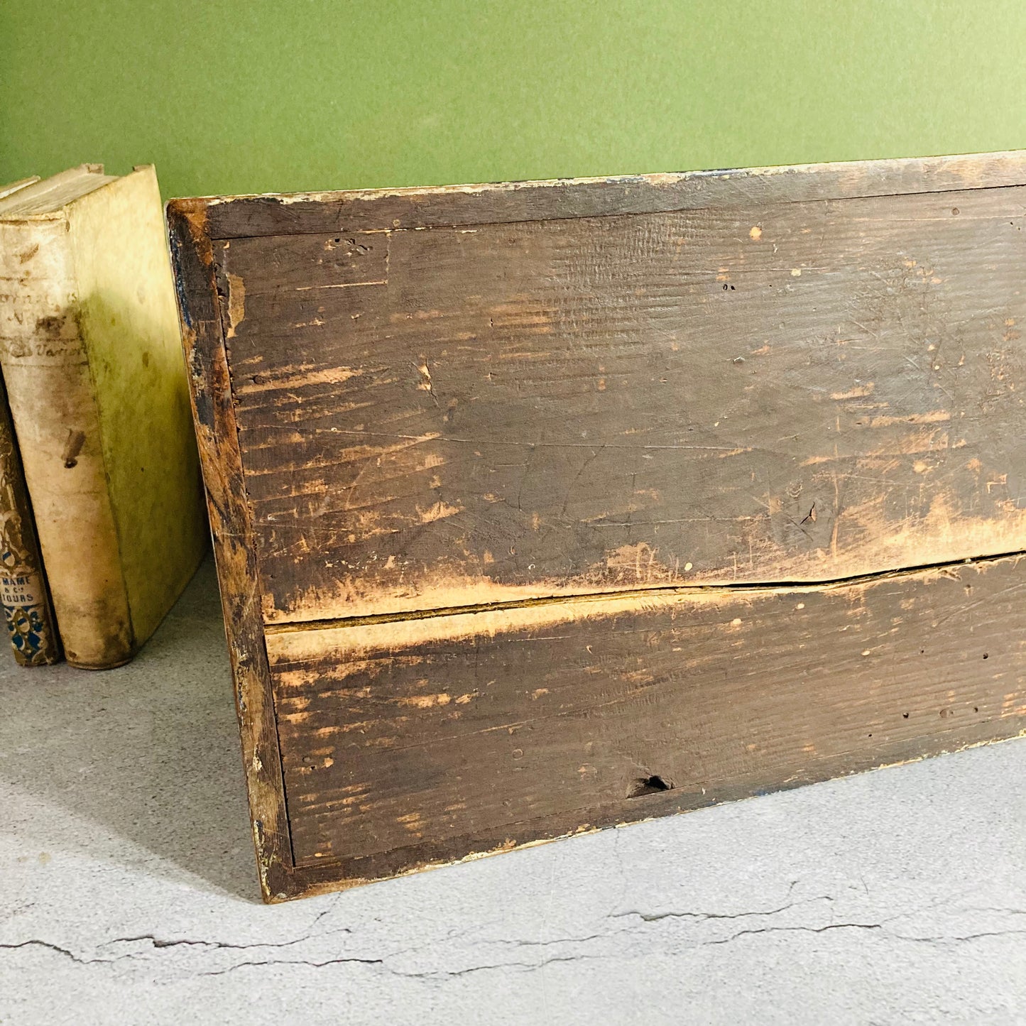 Antique Hand Painted French Wooden Casket Box