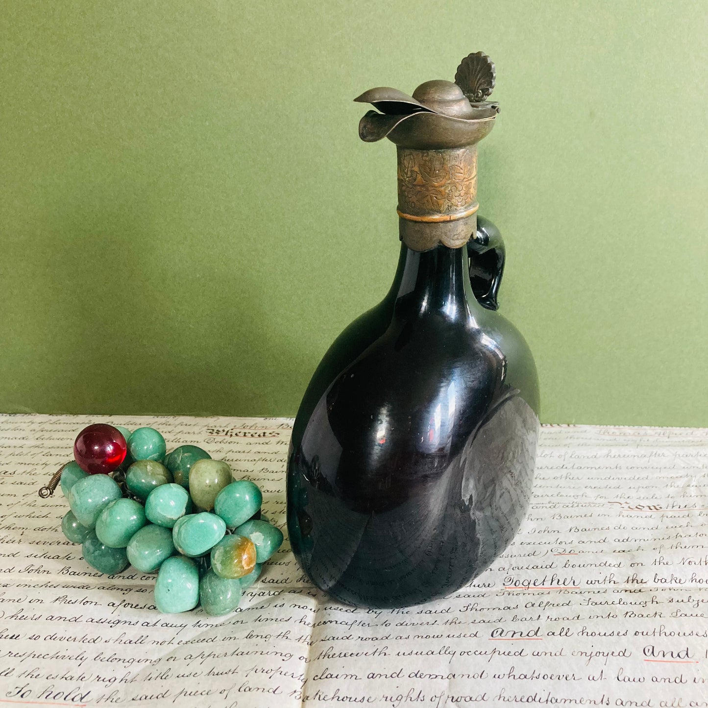 Antique Brown Glass Decanter Flagon