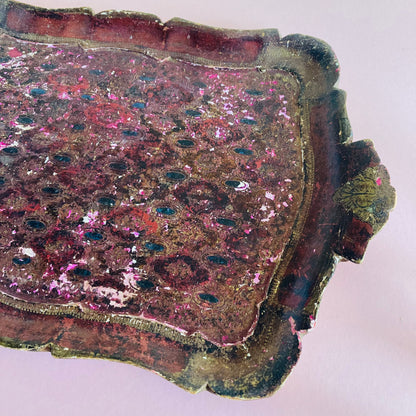 Distressed Antique Florentine Paper Mache Tray