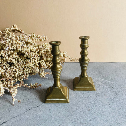 The Director Logan -  Vintage Brass Miniature Candlesticks