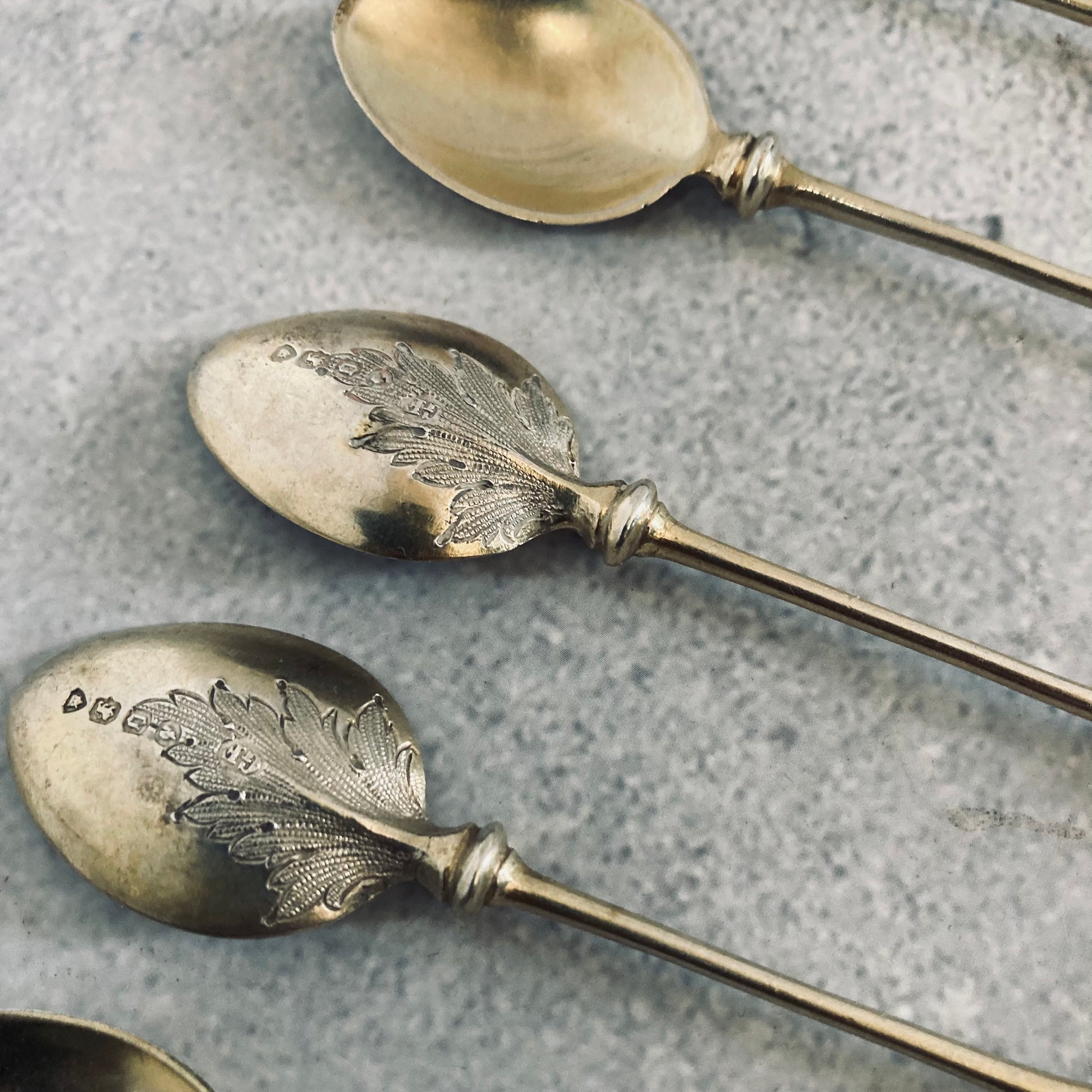 Antique Sterling Silver Coffee Spoons Silver Gilt | George Fox 1896