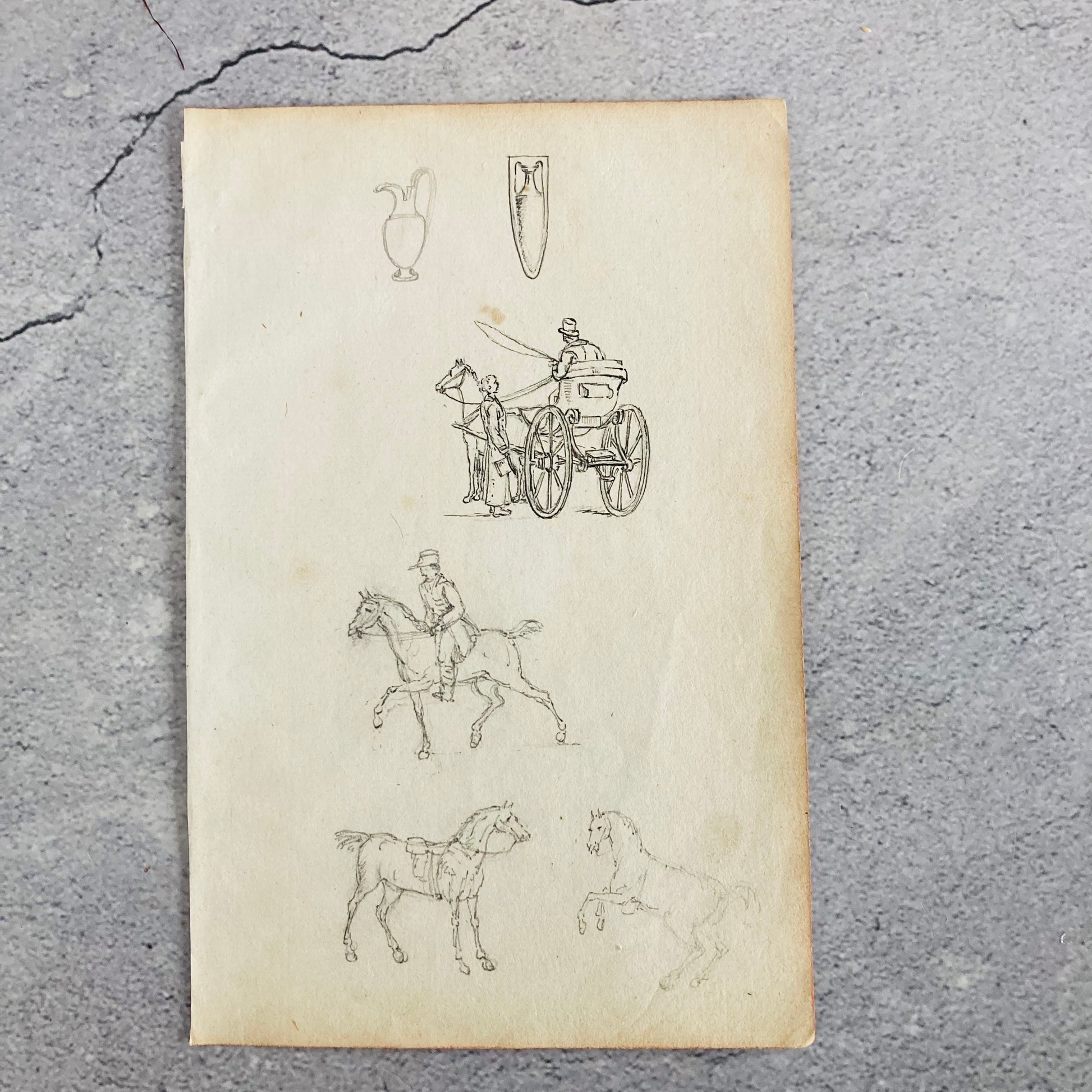 Antique Sketches Artwork Notebook Sheets Dating 1815