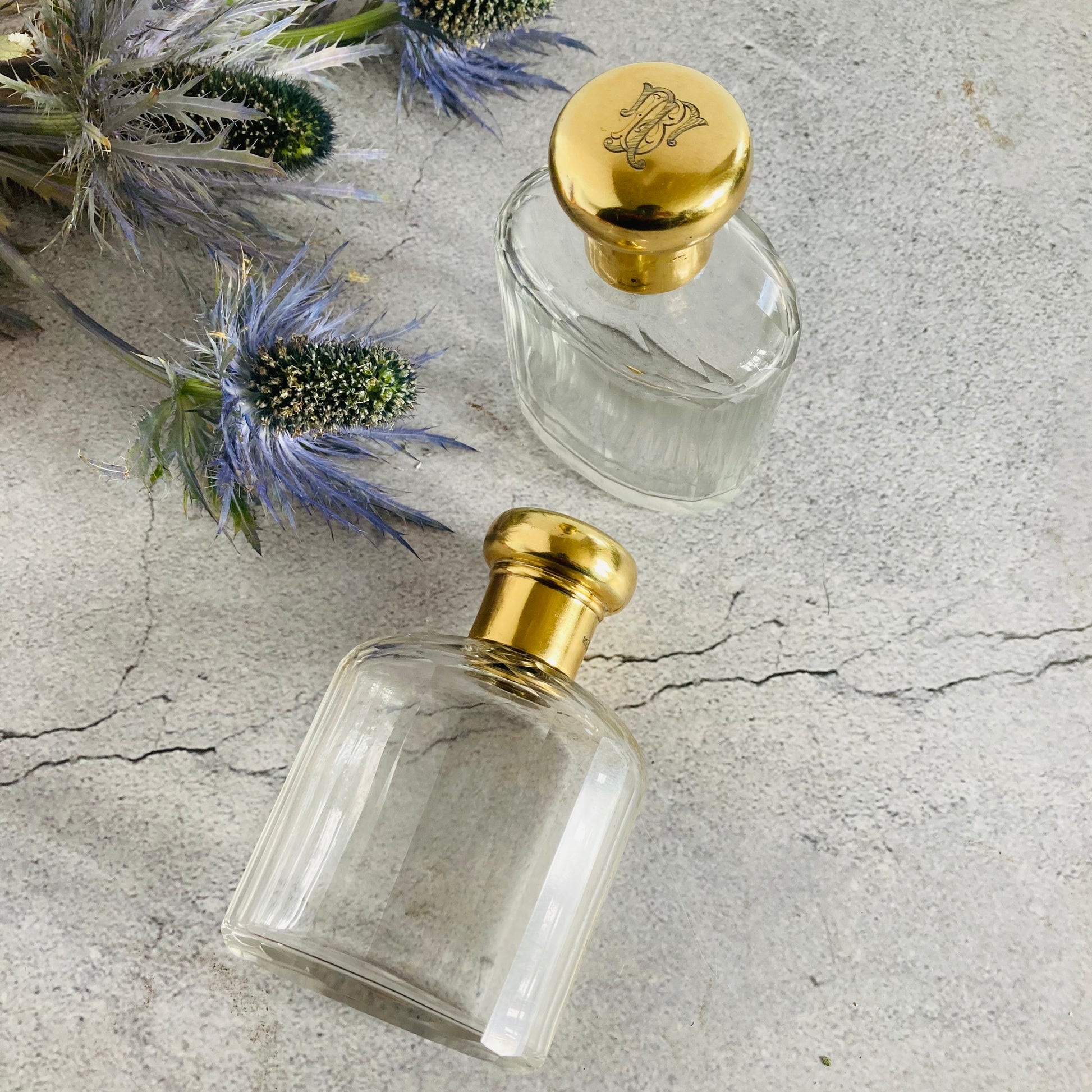 Antique Silver Topped Etched Glass Scent Bottle | 1912 London