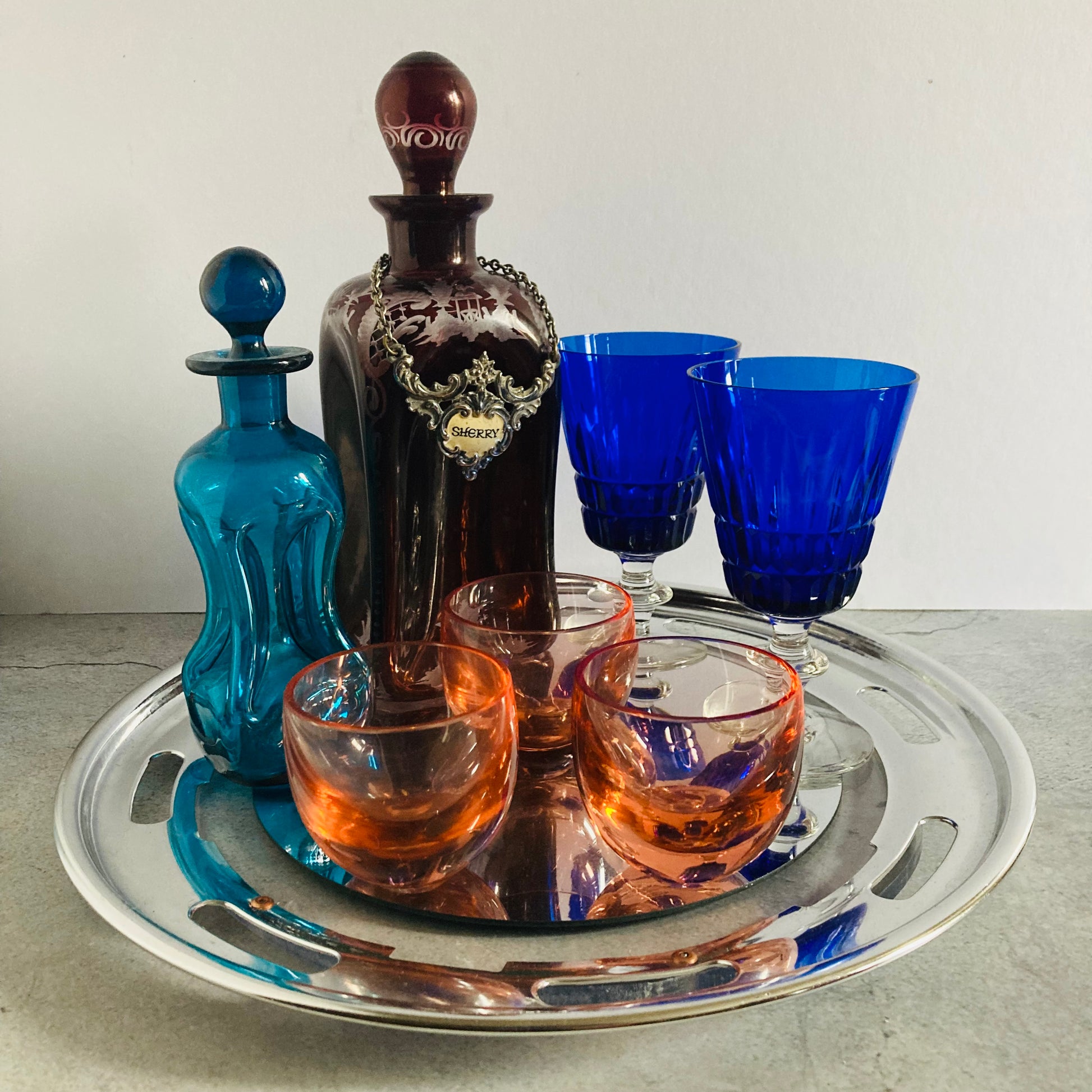 Vintage Cobalt Blue Vintage Wine | Cocktail Glasses