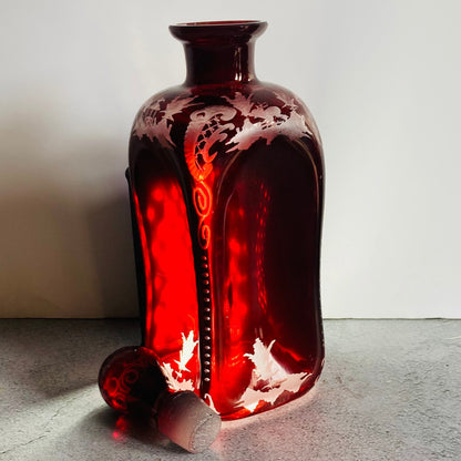 Vintage Ruby Red Glass Pinch Decanter