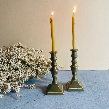 The Director Logan -  Vintage Brass Miniature Candlesticks