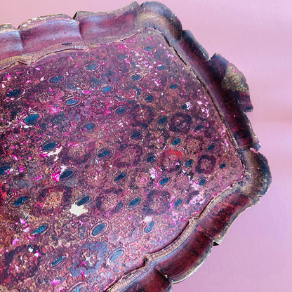 Distressed Antique Florentine Paper Mache Tray