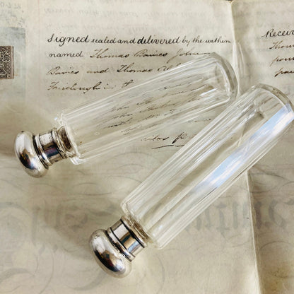 Antique Vanity Long Glass and Silver Jar