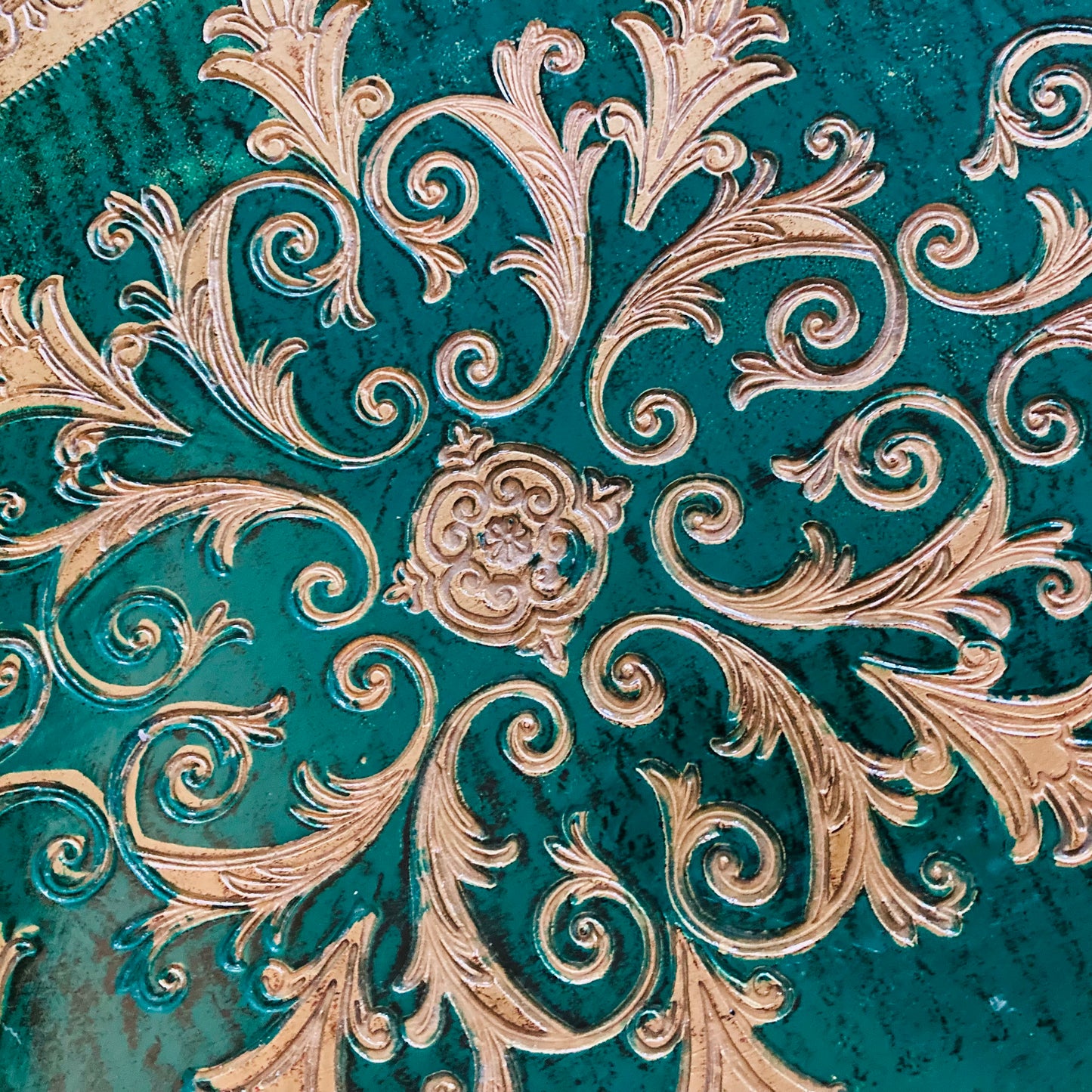 Vintage Florentine Paper Mache Tray | Green & Gold Decorative Italian Tray