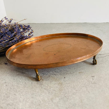 Antique Silver Georgian Old Sheffield Plate Salver Footed Tray Tarnished Patina
