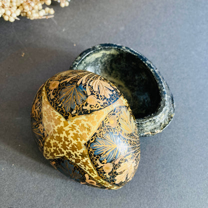 Vintage Paper Mache Kashmir Egg Shape Box