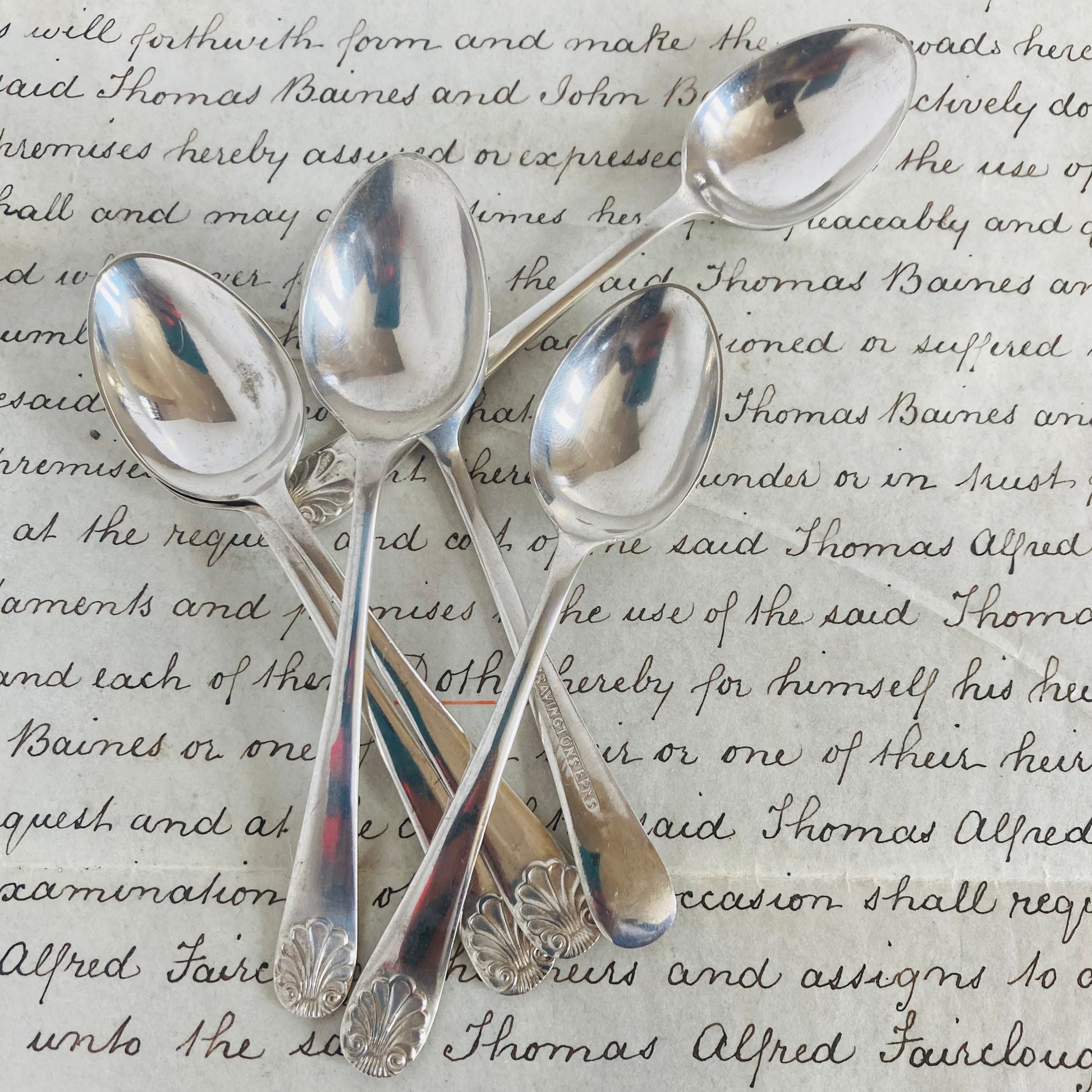 Antique Silver Teaspoon / Coffee Spoon in Scallop Shell Pattern