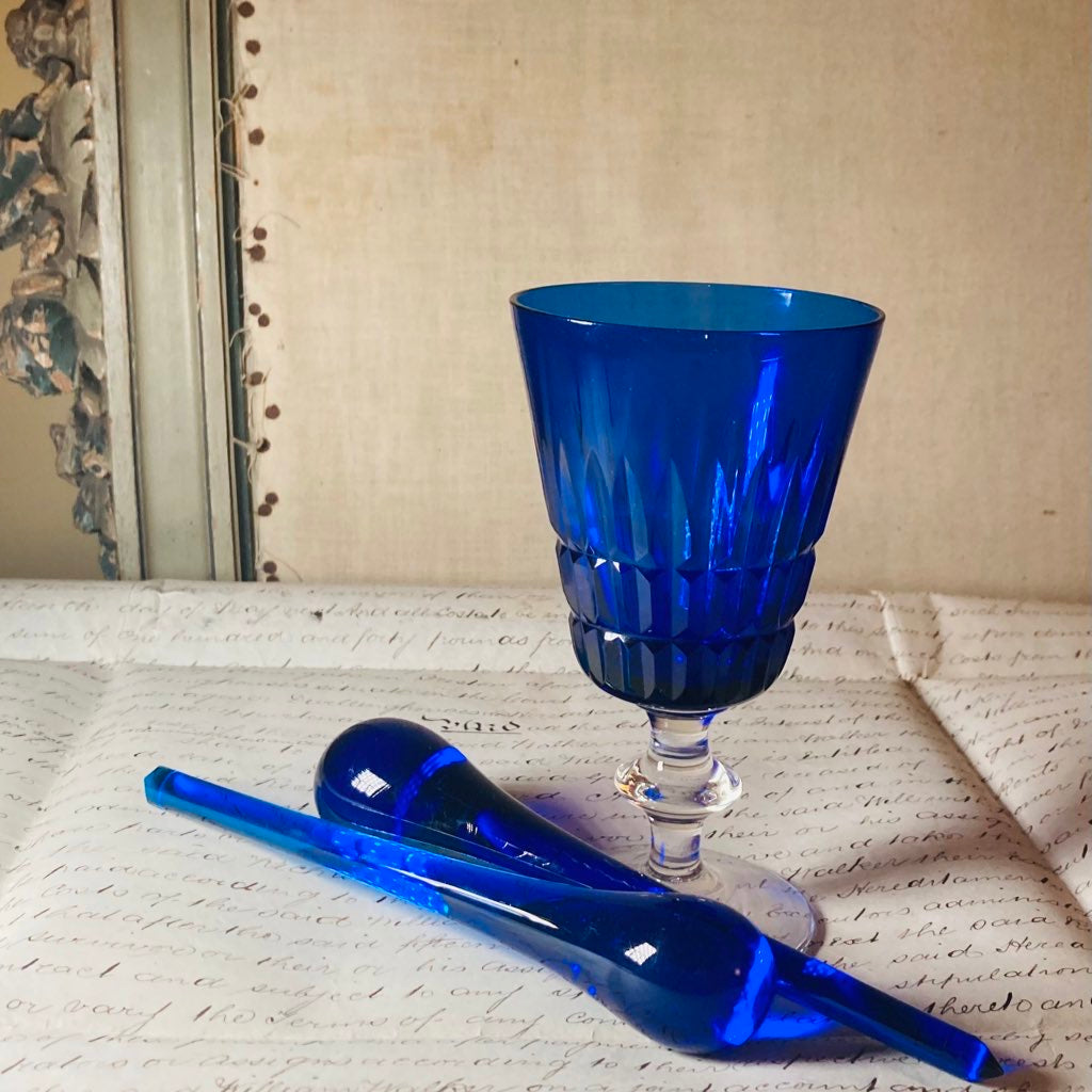 Antique Blue Glass Sugar Crusher for Cocktails | The Urban Vintage Affair