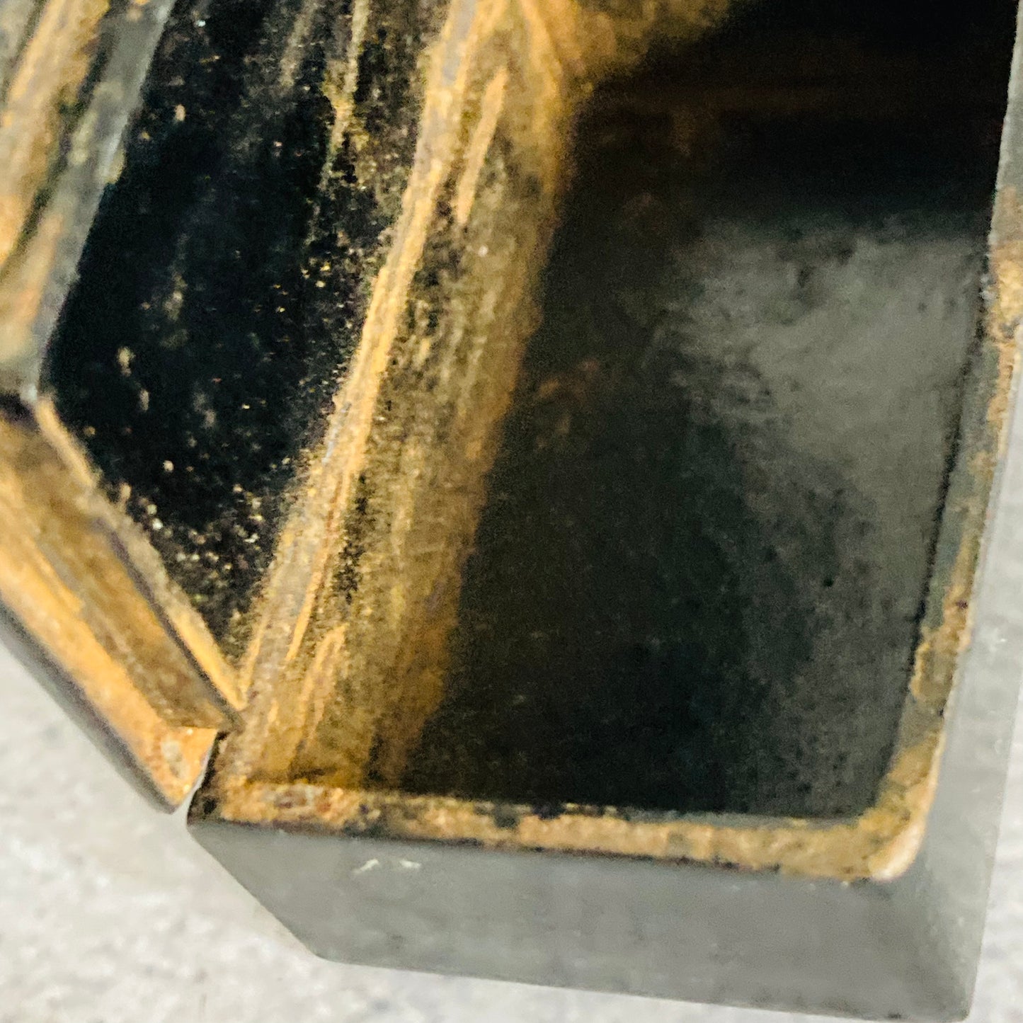 Antique Paper Mache Black Lacquer Snuff Box