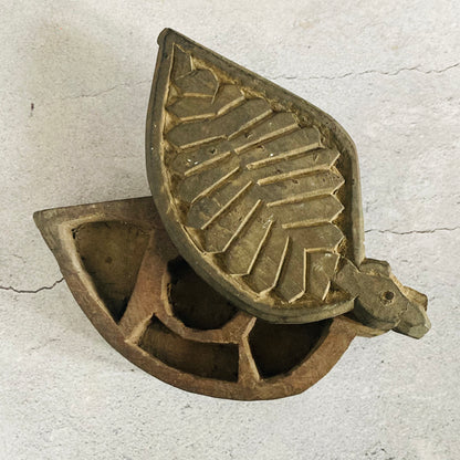 Antique Indian Wooden Spice Box Swivel Lid