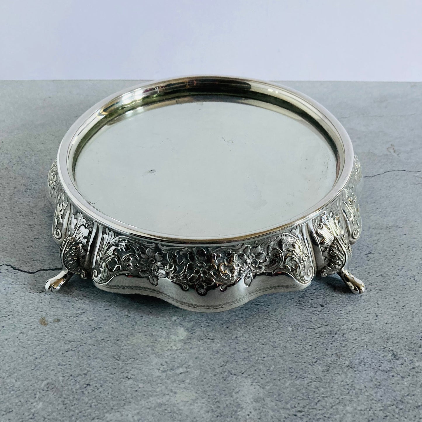 Antique Silver Plated Mirror Tray Plateau Display Piece