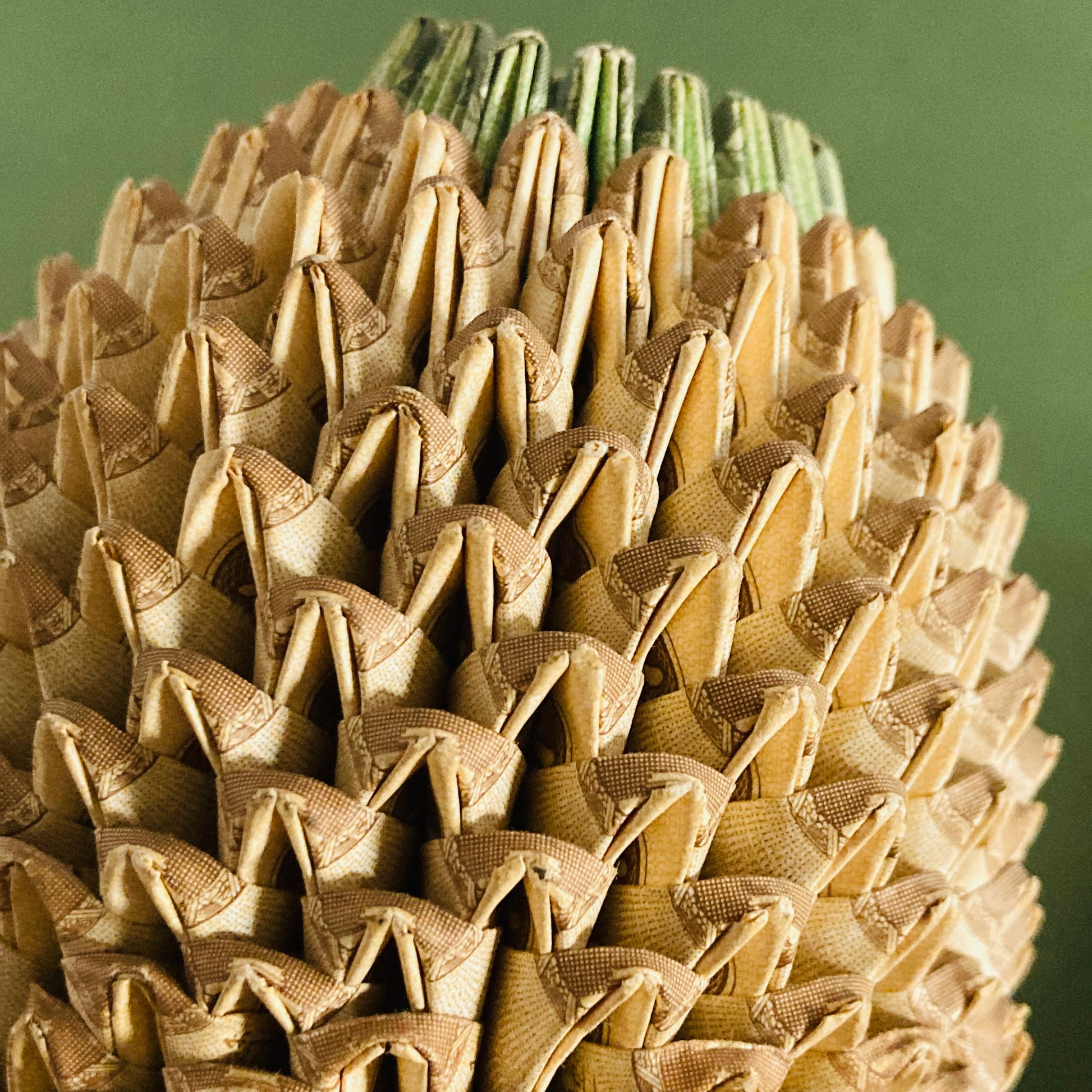 Vintage Origami Pineapple Sculpture of Chinese Banknotes | Unusual Gift Idea