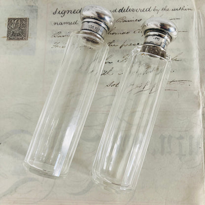 Antique Vanity Long Glass and Silver Jar