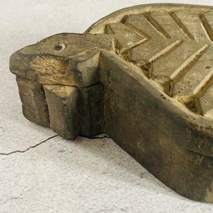 Antique Indian Wooden Spice Box Swivel Lid