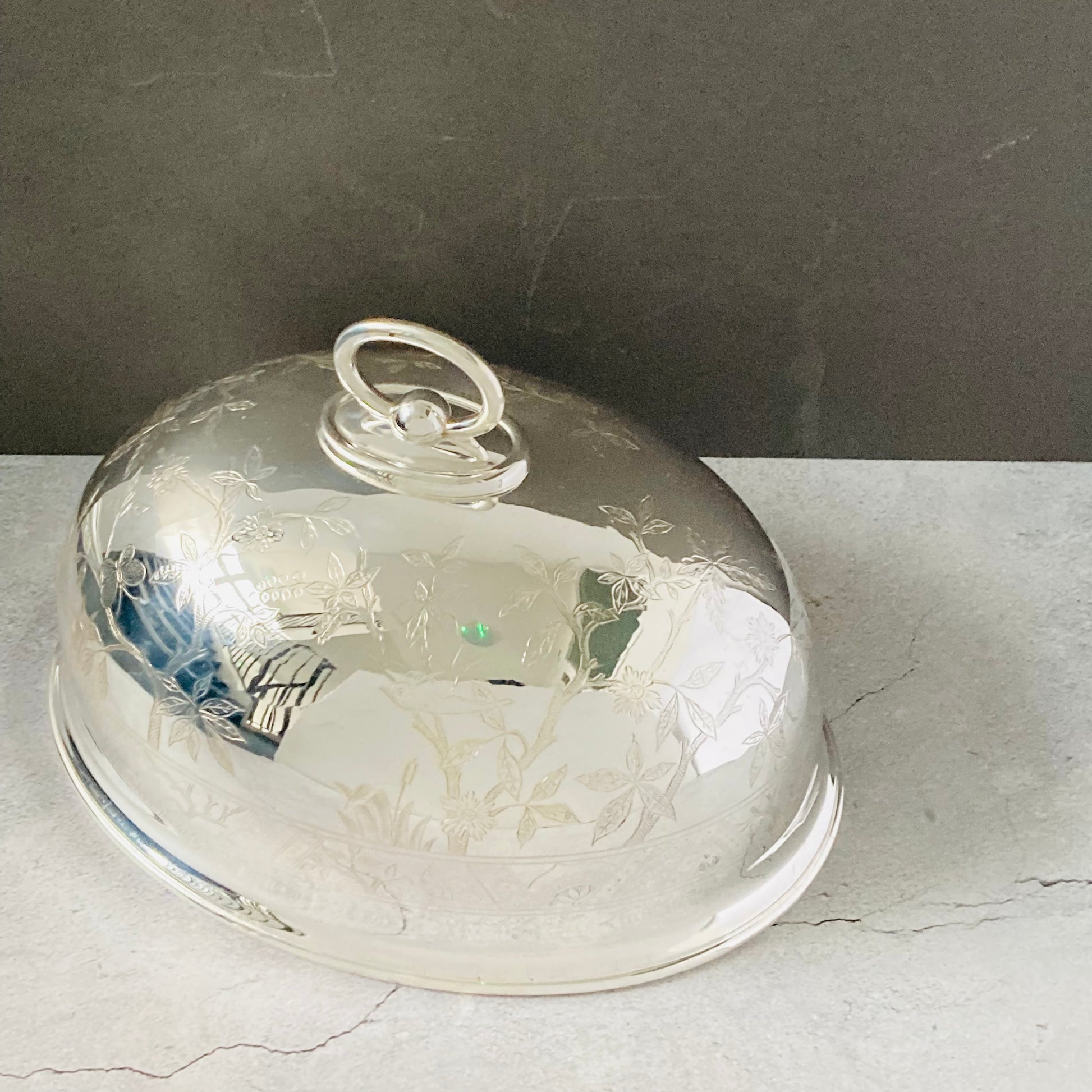 Antique Silver Walker and Hall Decorated Cloche Food Cover | Dome