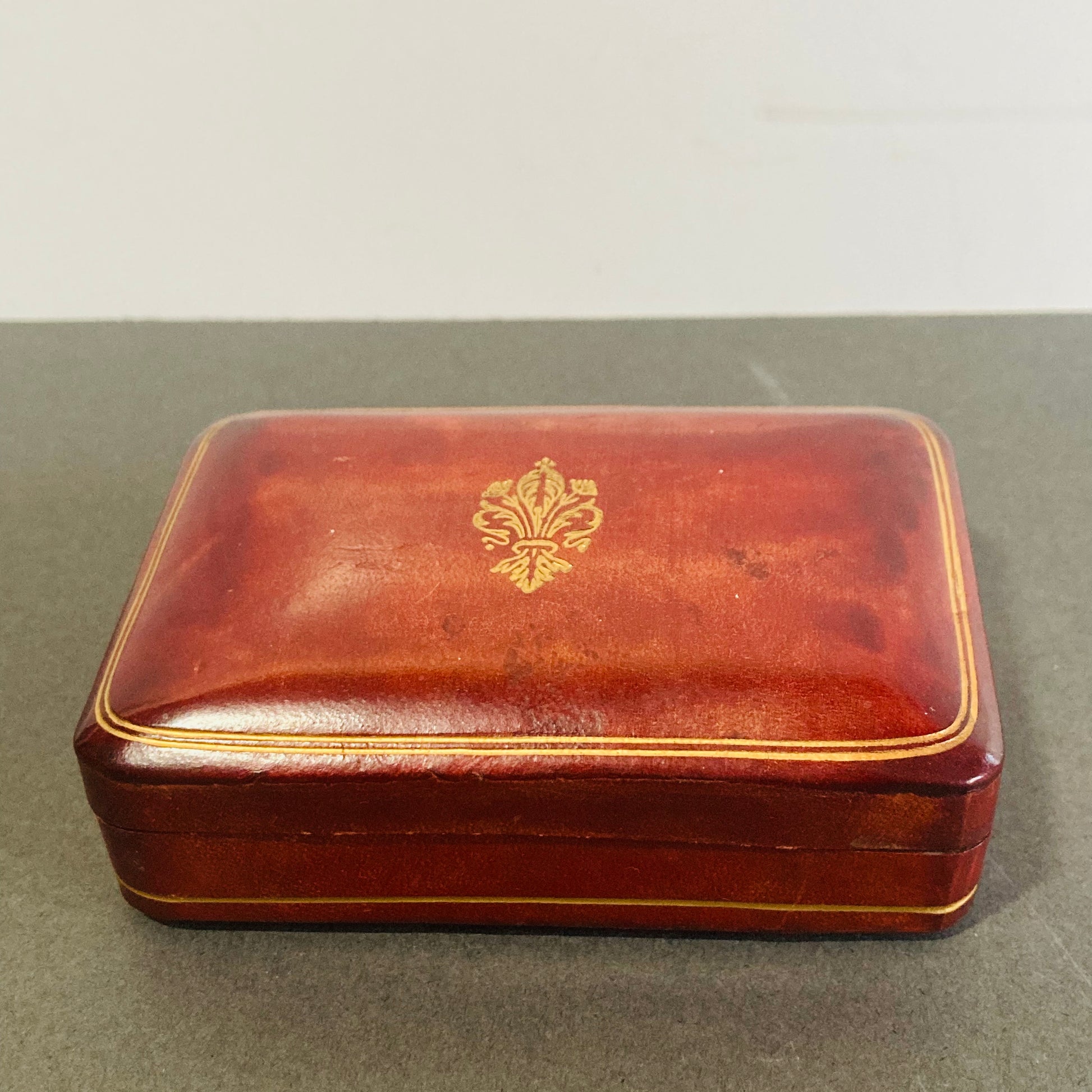 Antique Leather Florentine Box | Trinket Box