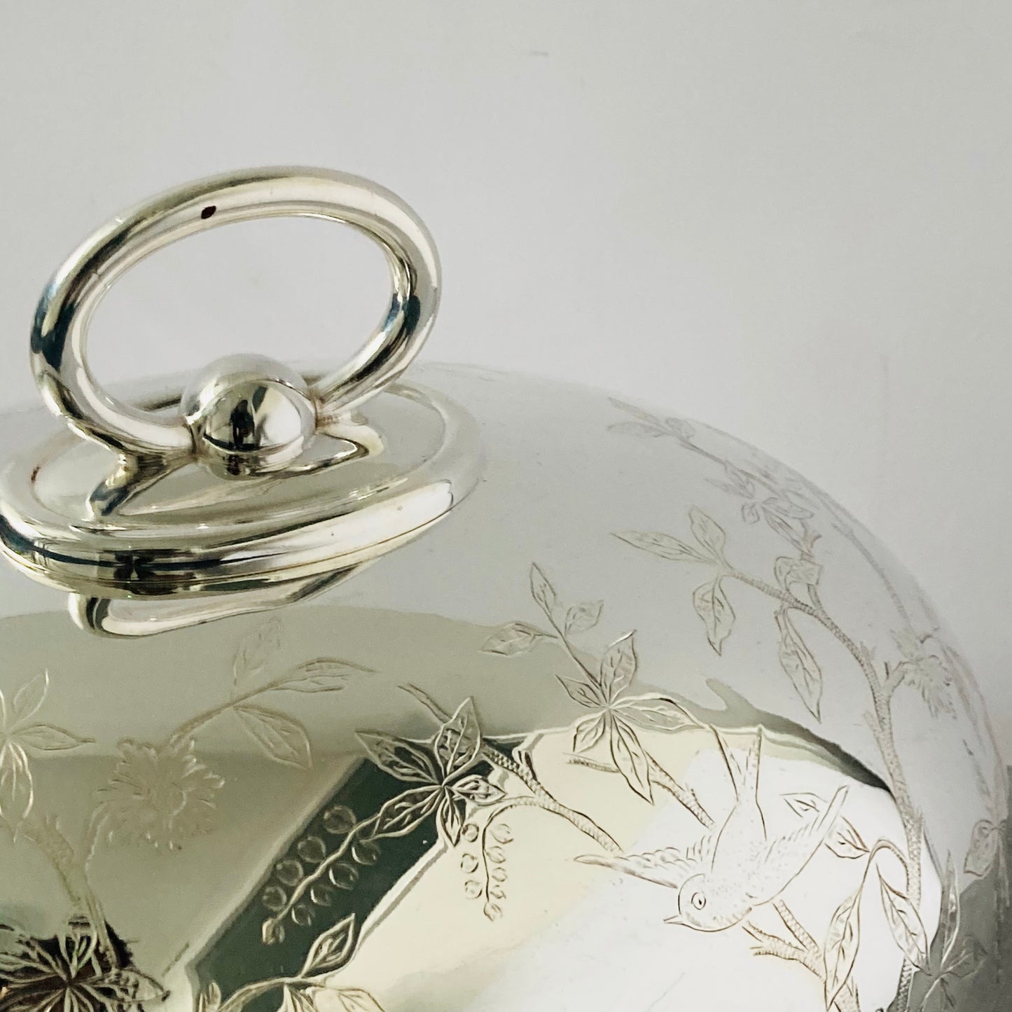 The Director Jessica - Antique Fully Engraved Silver Cloche / Food Dome