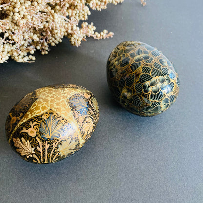 Vintage Paper Mache Kashmir Egg Shape Box
