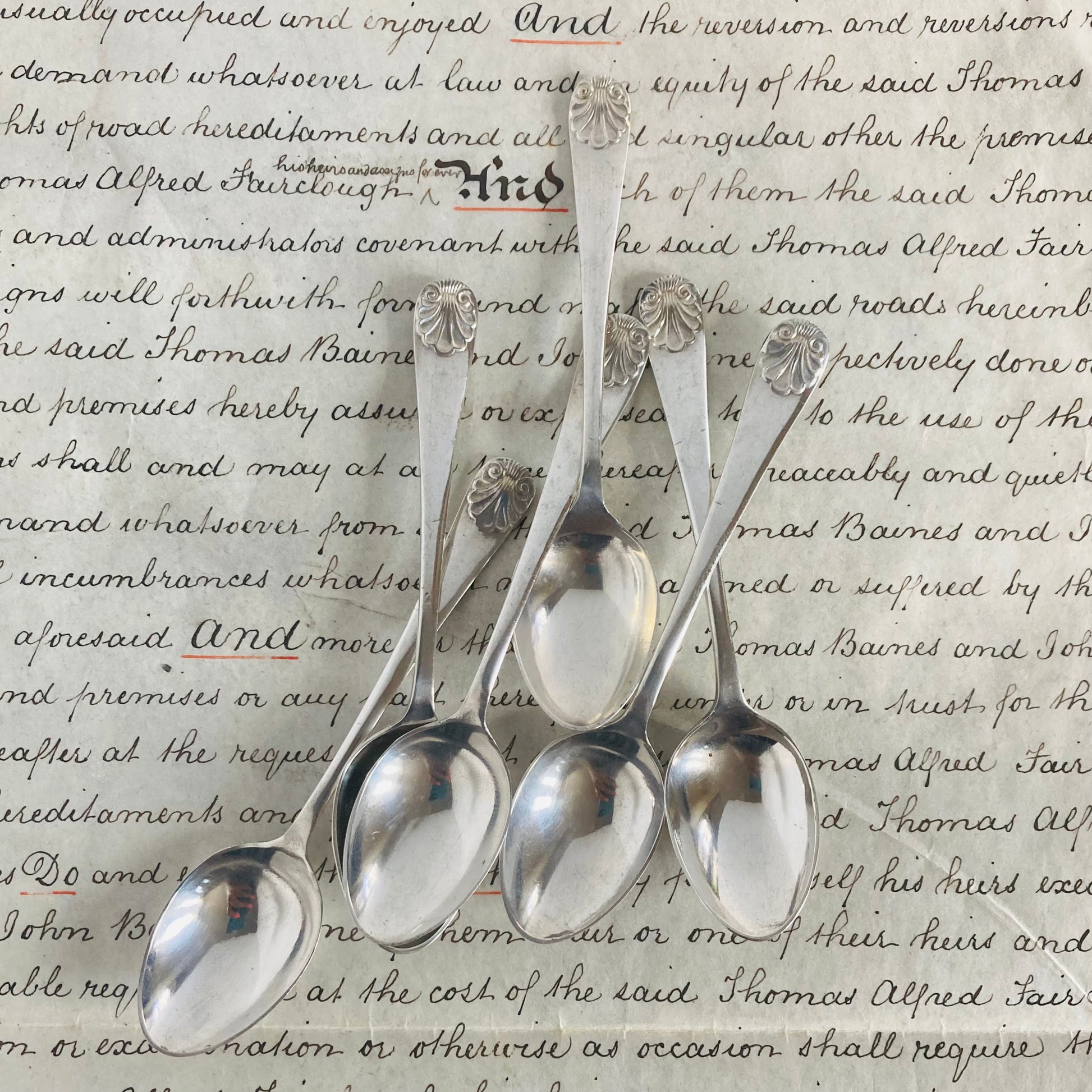 Antique Silver Teaspoon / Coffee Spoon in Scallop Shell Pattern