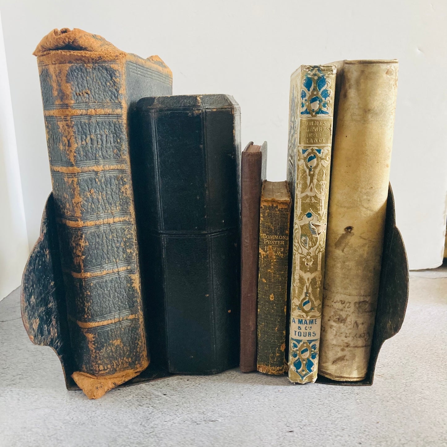 Antique Toleware Hand Painted Bookends