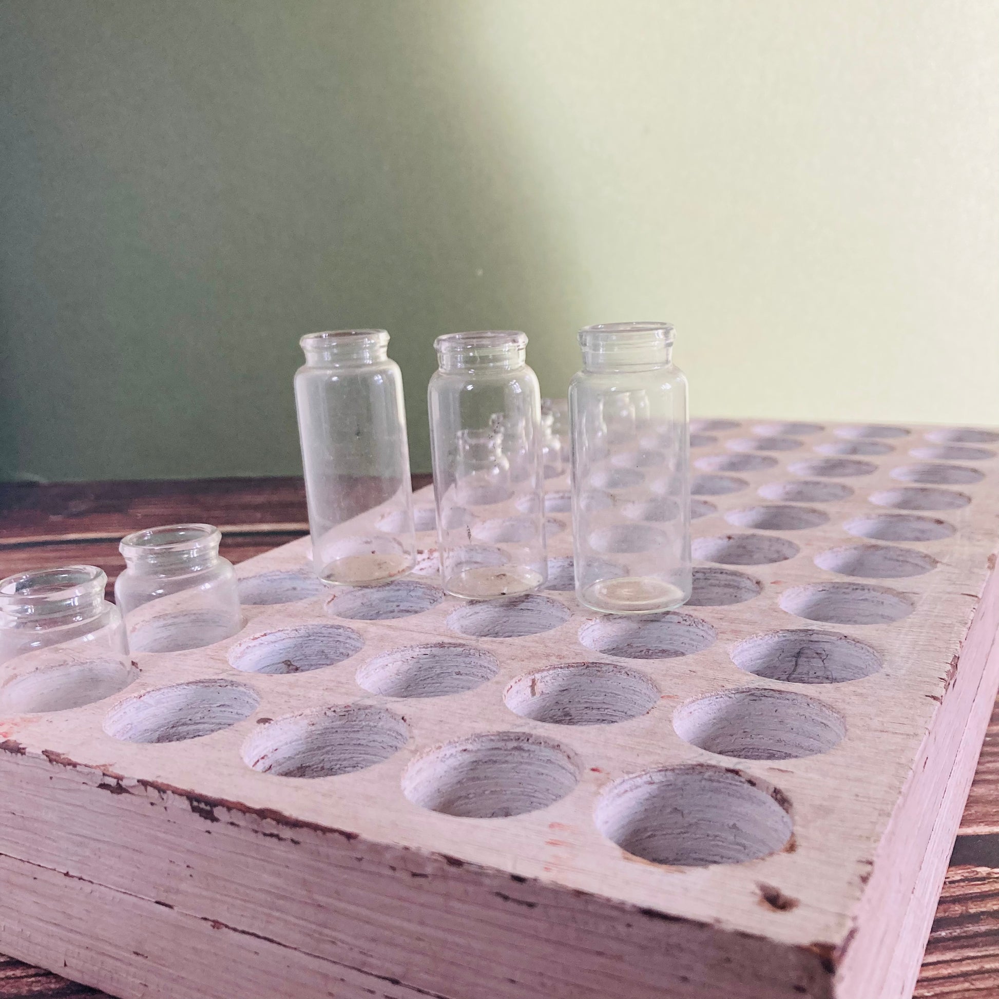 Vintage Wooden Propagation Station With Glass Valves