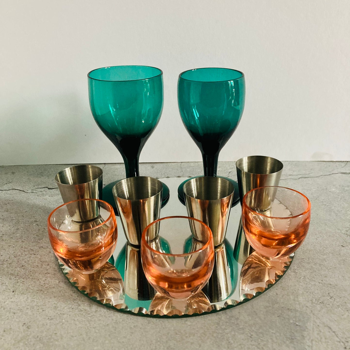 The Stripper Michael - Antique Hand Blown Turquoise Wine Glasses