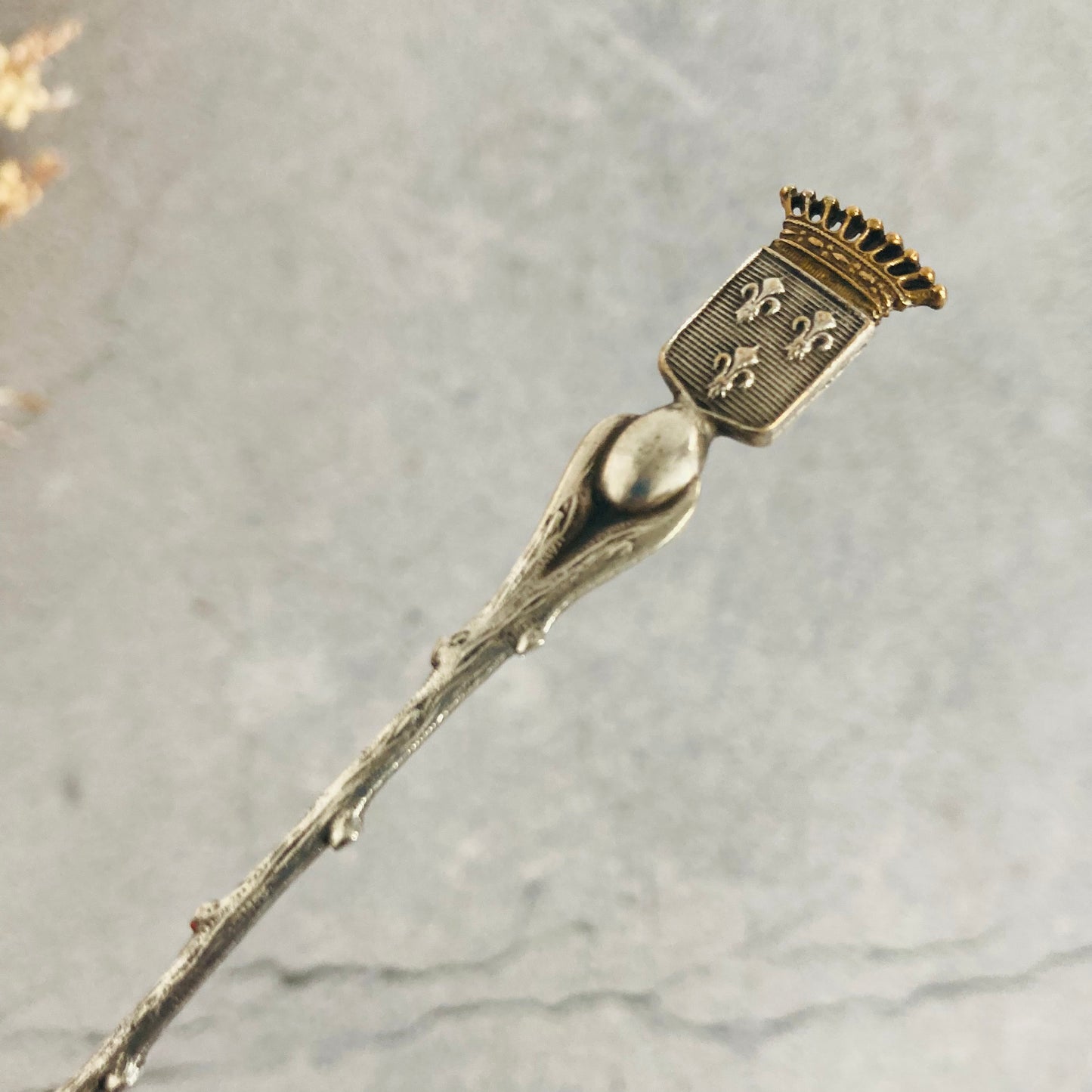 Vintage French Coffee Spoon with Created Crown Design 