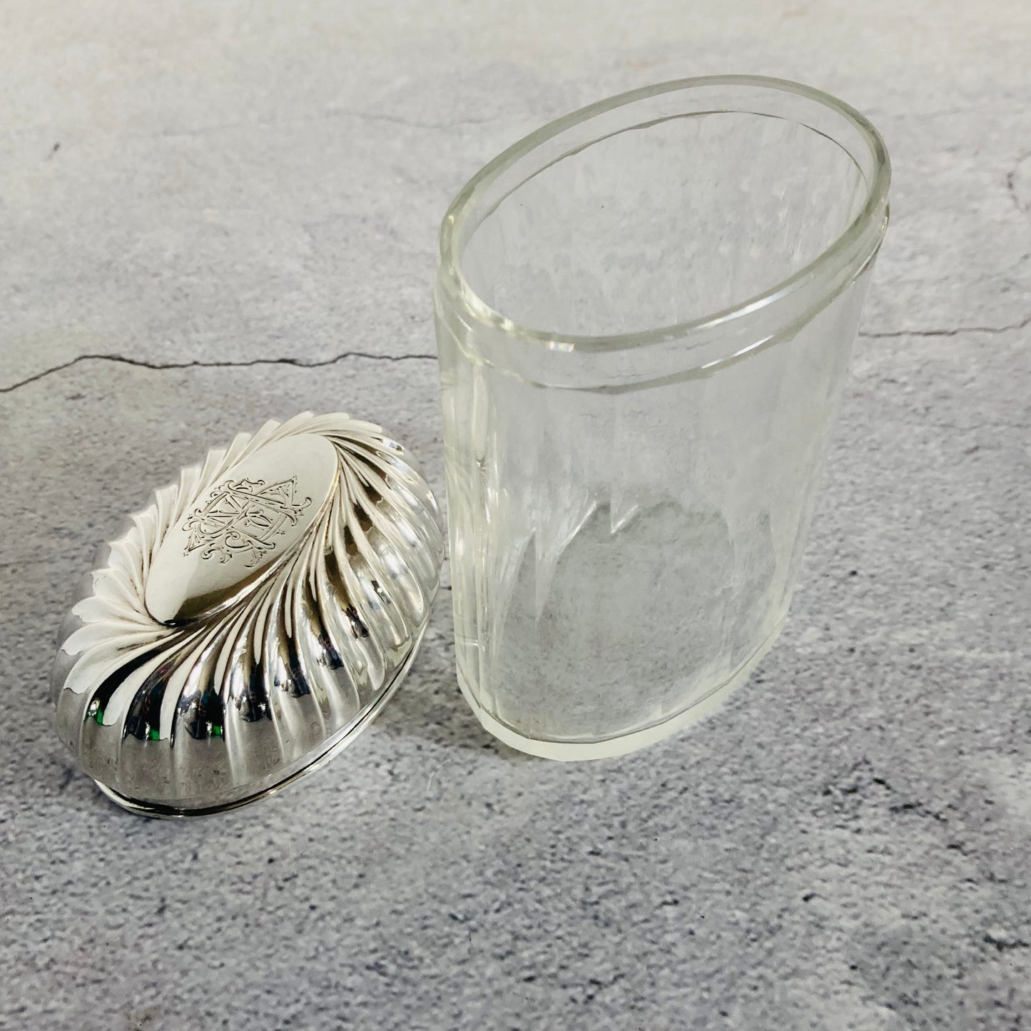 Oval Glass Vanity Jar With Solid Silver Lid | The Urban Vintage Affair