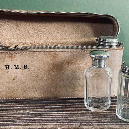 Antique Leather Travel Vanity Case