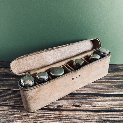Antique Leather Travel Vanity Case