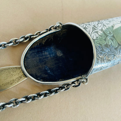 Antique Sterling Silver Chatelaine Spectacles Case | Beautiful Engraving London 1902