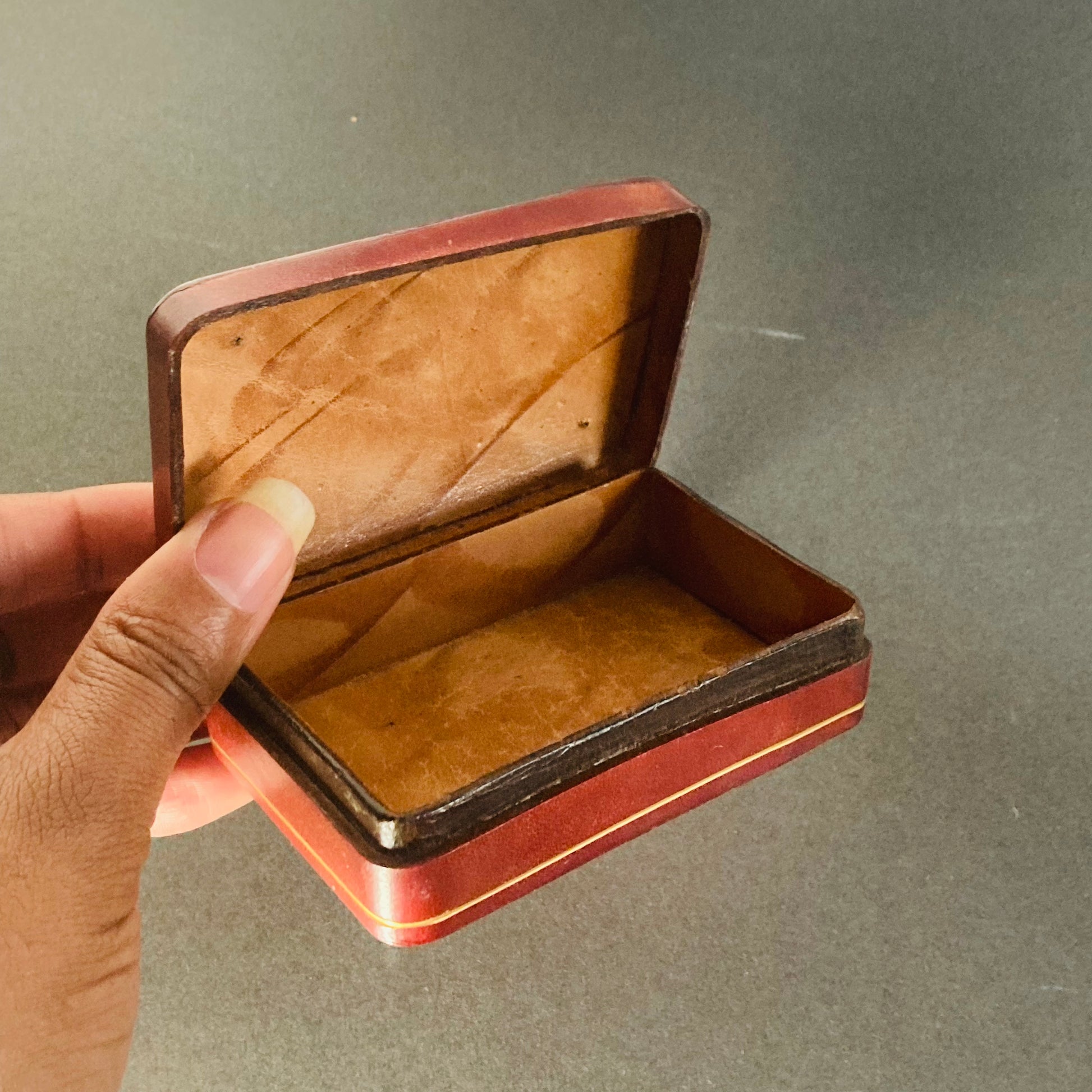 Antique Leather Florentine Box | Trinket Box
