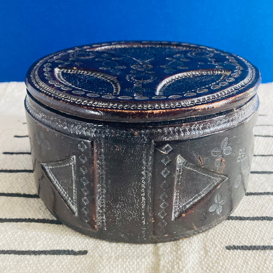 Vintage Tooled Leather Tuareg Box | Jewellery Box